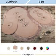 Bonny Home 3'lü Pudra Shems Dantelli ve Saçaklı Klozet ve Banyo Halısı