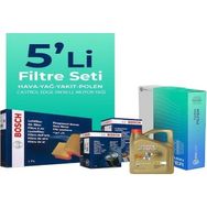 Bosch Audi A5 2.0 Dizel Castrol Motor Yağlı 2008-2017 5'li Filtre Bakım Seti