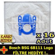 Bosch BSG 6B111 Logo Toz 16 Adet Süpürge Torbası