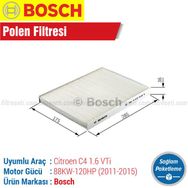 Bosch Citroen C4 1.6 VTi 2011 2015 Filtre Bakım Seti