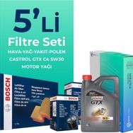 Bosch Dacia Duster 1.5 Blue DCI Dizel Castrol Motor Yağlı 2018-2022 5'li Filtre Bakım Seti