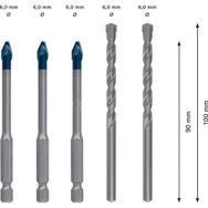 Bosch Expert HEX-9 6 mm 5 Parça Hard Ceramic Delme Ucu Karışık Seti
