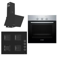 Bosch & Ferre Apiralla HBF011BR0T - SS205 - D086 Siyah 3'lü Ankastre Set