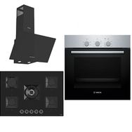 Bosch & Ferre Large Apiralla D086 - HBF011BR0T - SS035 Siyah 3'lü Ankastre Set