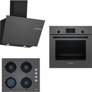 Bosch HBF512BH1T - POP6C9O10O - DWK66PJ70T Gri 3'lü Ankastre Set