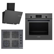 Bosch HBF512BH1T - POP6C9P30O - DWK66PJ70T Gri 3'lü Ankastre Set