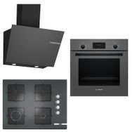Bosch HBF512BH1T - POP7C9O12O - DWK66PJ70T Gri 3'lü Ankastre Set