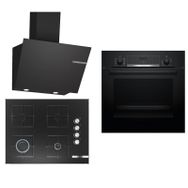Bosch HBF514BB1T - POP7C6O12O - DWK66PJ60T Siyah 3'lü Ankastre Set