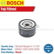 Bosch Renault Megane 2 1.6 16V 2003-2009 Yağ Filtresi