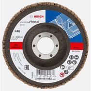 Bosch X431 115 mm 40 Kum Standard Seri Metal için Alüminyum Oksit Flap Zımpara Diski