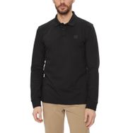 Boss Passerby Siyah 1 Slim-Fit Streç Pamuk Logo Yamalı Uzun Kollu Polo Erkek T-shirt