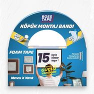 Boss Tape 18 mm 10 mt Çift Taraflı Köpük Aksesuar Montaj Bandı