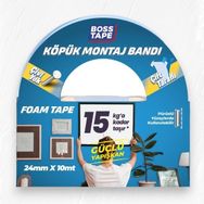 Boss Tape 24 mm 10 mt Çift Taraflı Köpük Aksesuar Montaj Bandı