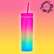 BottleBoss 480 ml Pembe Çift Katmanlı Pipetli Çift Renkli Sızdırmaz Bardak Matara