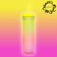 BottleBoss 480 ml Sarı Çift Katmanlı Pipetli Çift Renkli Sızdırmaz Bardak Matara