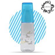 BottleBoss 600 ml Mavi Renkli Bardaklı Desenli Sızdırmaz Kapaklı Su Şişesi Matara