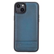 Bouletta BRN4 Apple iPhone 14 Plus Deri Standlı Mavi Cep Telefonu Arka Kapak