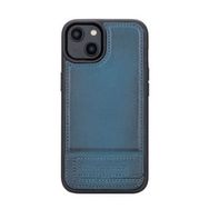 Bouletta BRN4EF Apple iPhone 14 Uyumlu Deri Standlı Mavi Cep Telefonu Arka Kapak