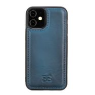 Bouletta BRN4EF Mavi Apple iPhone 12 mini Uyumlu Deri Arka Kapak