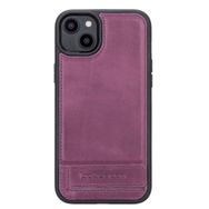 Bouletta CZ7 Apple iPhone 14 Plus Deri Standlı Mor Cep Telefonu Arka Kapak