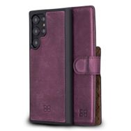 Bouletta CZ7 Mor Samsung Galaxy S22 Ultra Uyumlu Deri Cüzdanlı Kılıf