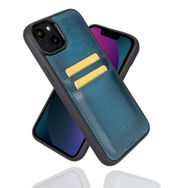 Bouletta FXCP BRN4EF Apple iPhone 14 Plus Uyumlu Deri Mavi Cep Telefonu Arka Kapak