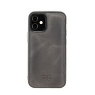 Bouletta TN18EF Gri Apple iPhone 12 Mini Uyumlu Deri Arka Kapak