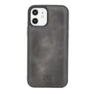 Bouletta TN18EF Gri Apple iPhone 12 Uyumlu Deri Arka Kapak