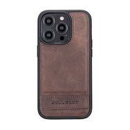 Bouletta TN3 Apple iPhone 14 Pro Uyumlu Deri Standlı Kahve Cep Telefonu Arka Kapak