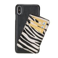 Bouletta UJDE RST1 Zebra Apple İphone XS Max Uyumlu Kartlıklı Deri Arka Kapak