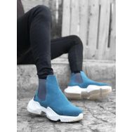 Bpm BA0444 Bağcıksız Rahat Yüksek Taban Mavi Spor Yarım Bilek Erkek Bot
