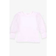 Breeze Ekru 3-7 Yaş Kolları Tül Detaylı Kız Çocuk T-shirt