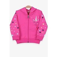 Breeze Kız Çocuk Hırka Kolları Desenli Baskılı 1-4 Yaş, Pembe