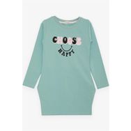 BREEZE Kız Çocuk Tunik Mutluluk Temalı Yazı Baskılı 8-12 Yaş, Mint Yeşili