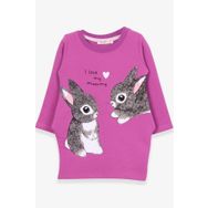 Breeze Kız Çocuk Tunik Tavşan Desenli 1.5-5 Yaş, Eflatun