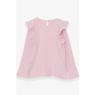 Breeze Pudra 6-12 Yaş Uzun Kollu Omuzu Fırfırlı Kız Çocuk Bluz