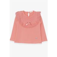 Breeze Somon 1.5-5 Yaş Uzun Kollu Fiyonklu Güpürlü Kız Çocuk T-shirt