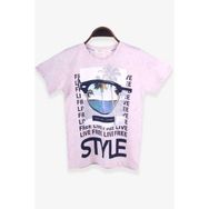 Breeze Tatil Temalı Bej Melanj 8-14 Yaş Erkek Çocuk T-shirt