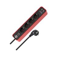 Brennenstuhl 2 X USB Hızlı Şarj Özellikli Kırmızı 4 Soketli Priz