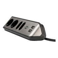 Brennenstuhl Estilo Mutfak ve Ofis Için Çelik Yüzeyli Köşeli 4 Soketli 2 USB 2 mt Uzatma Kablo