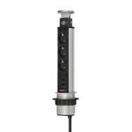 Brennenstuhl Tower Power Serisi 2 USB 2.0 2100 mAh Hızlı Şarj Özellikli 3 Soketli 2 m Fonksiyonel Masaüstü Priz