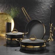 Brioni Selection 24 cm Granit Basık Siyah Tencere