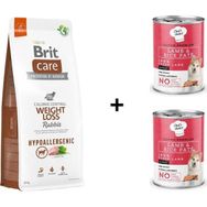 Brit Care 12 kg Hypo-Allergenic Weight Loss Tavşan Etli Dengeleyici Yetişkin Köpek Maması + 2x400 gr Chefs Choice Kuzulu Pirinçli Ezme Yetişkin Köpek Konseve Maması