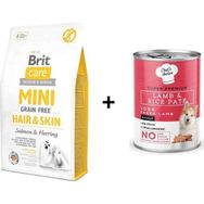Brit Care 2 kg Mini Hair Skin Somonlu ve Ringa Balıklı Tahılsız Köpek Maması +400 gr Chefs Choice Kuzulu Pirinçli Ezme Yetişkin Köpek Konseve Maması