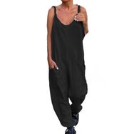 Brong Dungarees Siyah Bol Cepli Kolsuz Kadın Tulum