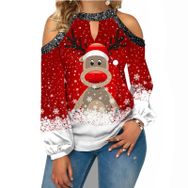 Brong Straplez Elk-Kırmızı Uzun Kollu Bisiklet Yaka Kadın Sweatshirt