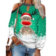 Brong Straplez Elk-Yeşil Uzun Kollu Bisiklet Yaka Kadın Sweatshirt