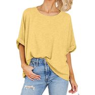 Brong UK Yellow Bisiklet Yaka Kısa Kollu Kadın T-shirt