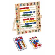 Brons Ahşap Abaküs Desenli 24x21 cm 1 Paket Sayı Fasulyesi ve Çubuğu Seti