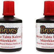 Brons BR-355 100 cc Kırmızı 2'li Beyaz Tahta Kalem Mürekkebi